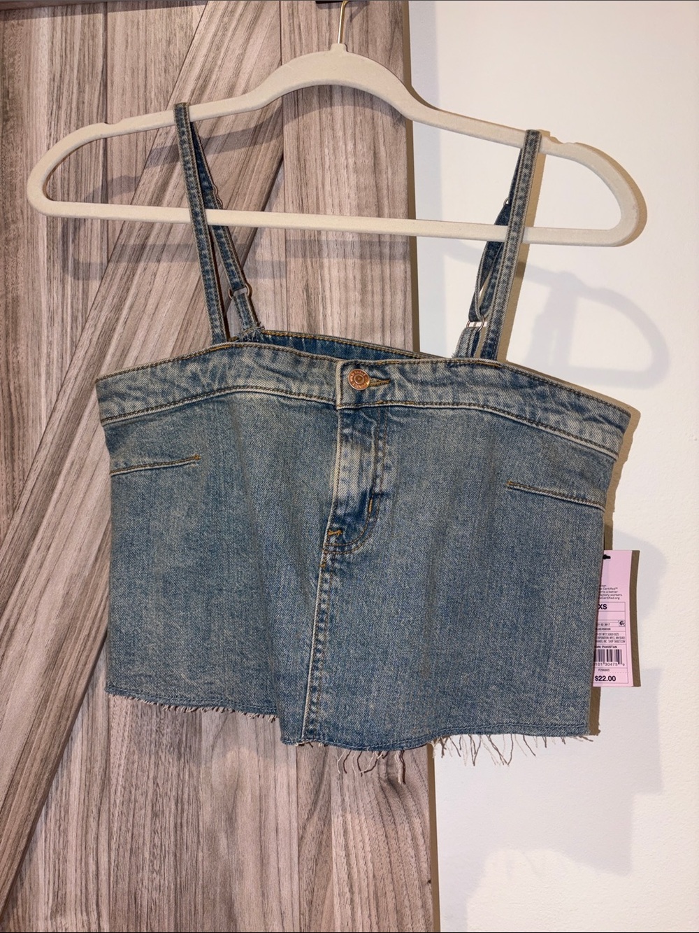Target Denim Crop Top with Adjustable Straps - Light Blue